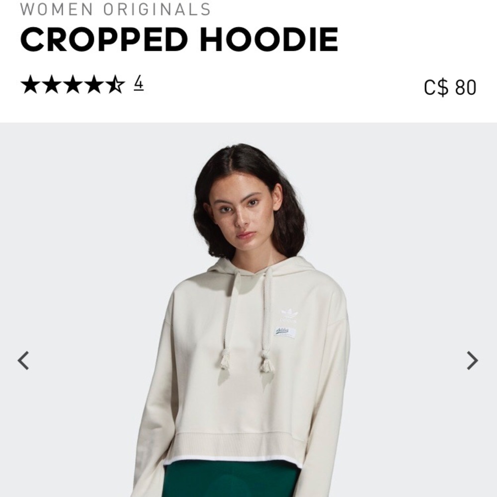BNWT ADIDAS CROPPED WHITE SWEATER SIZE SMALL